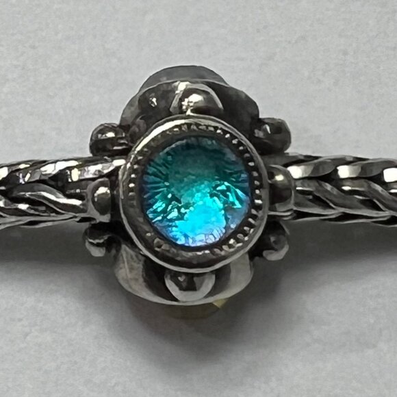 Authentic Trollbeads Sterling Silver "Trinity" Dichroic Glass Bead Charm Retired - Picture 2 of 5